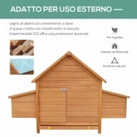 Gabbia per Galline in Legno con Tetto Impermeabile, Pollaio Prefabbricato da Esterno, 160x98.5x107cm