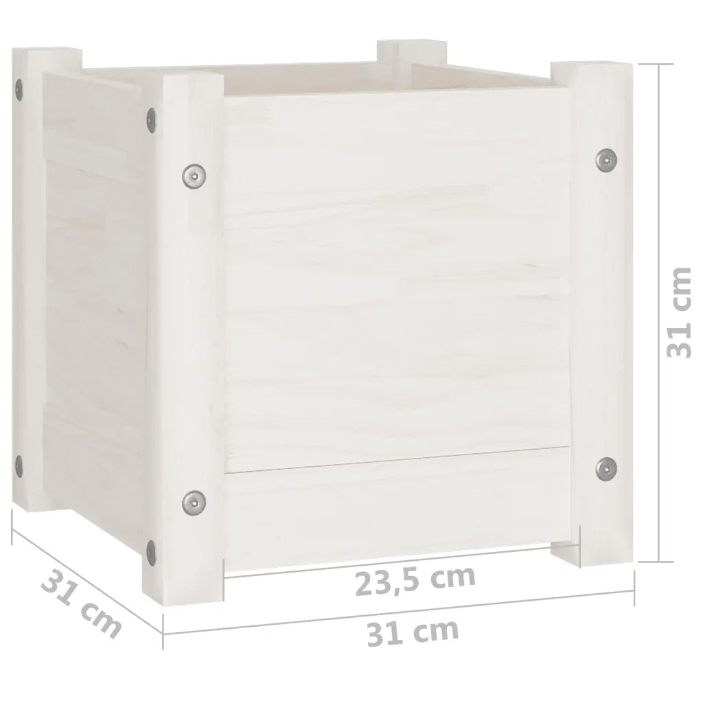 Fioriera da Giardino Bianca 31x31x31 cm Legno Massello di Pino 810524