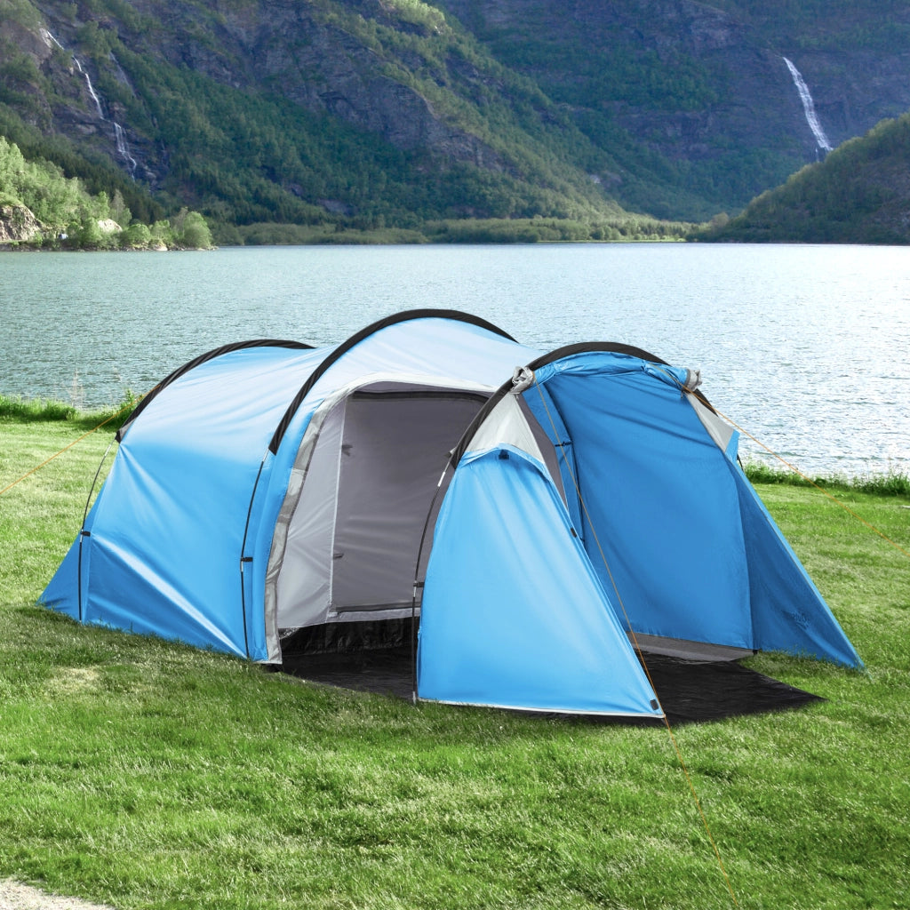 Tenda da campeggio tunnel per 2-3 persone con veranda; 426x206x154 cm; azzurro