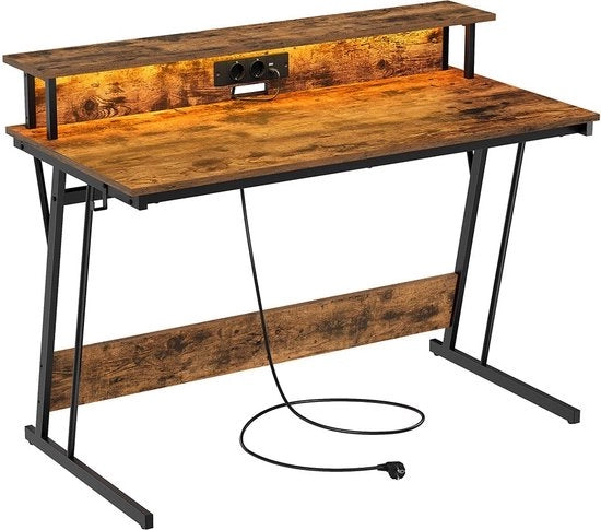 Bureau in Stile Vintage - Costruito con Spazzole di Acciaio - Dimensioni 60cm x 120cm x 76cm - Standard per Monitor - Robusto - Peso 19,6kg