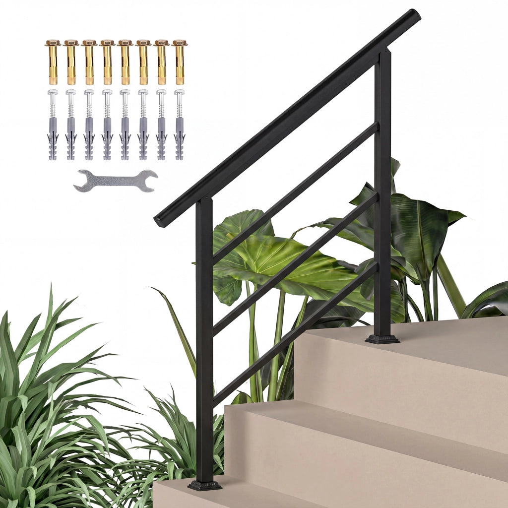 Corrimano per Scale 95 cm con Kit Installazione ¨C zephmum ¨C Nero, Acciaio