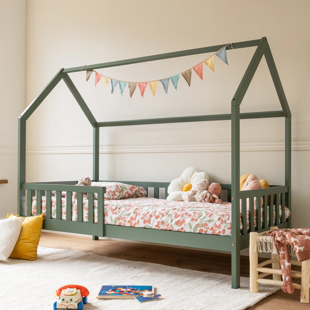 Letto a capanna per bambini 190x90cm verde MARCEAU