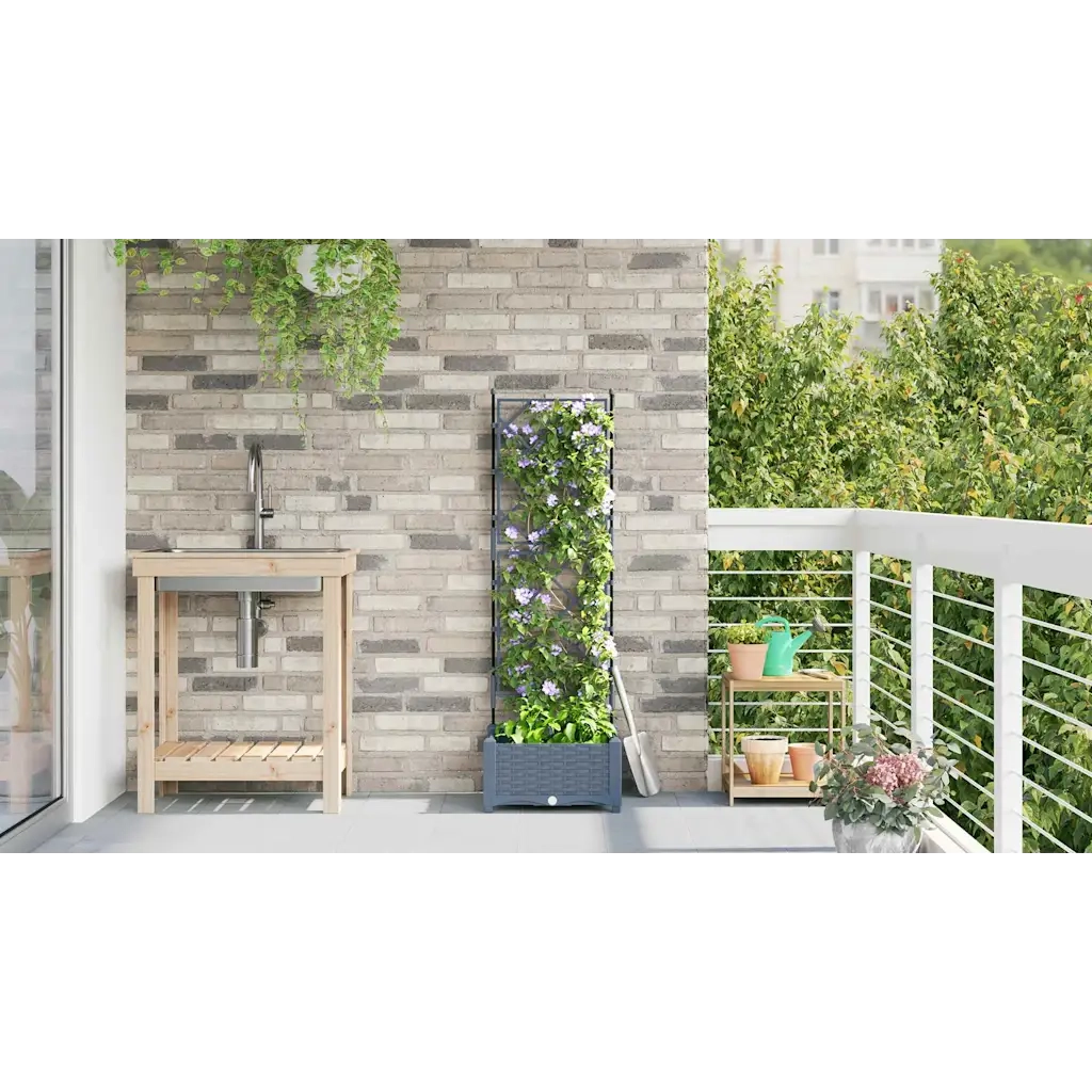 Vaso da giardino Grigio Chiaro 40 x 40 x 125,5 cm Plastica 42002881