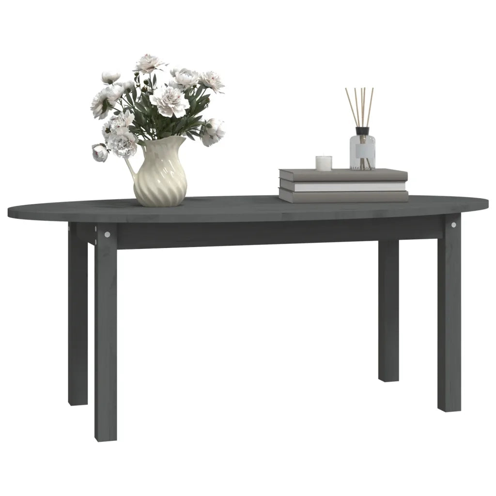 Tavolino da Salotto Grigio 110x55x45 cm Legno Massello di Pino 822344