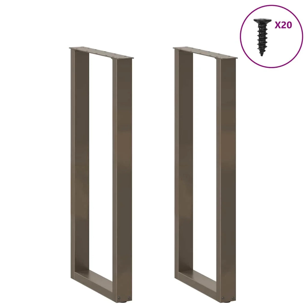 Set di 2 gambe regolabili per tavolo da bar a forma di U 40 x 110 cm design moderno acciaio naturale 02_0057483