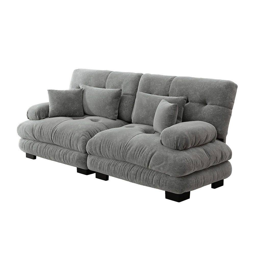 Divano angolare Cloud - Xylo - 2 posti in chenille con struttura in legno massello, grigio