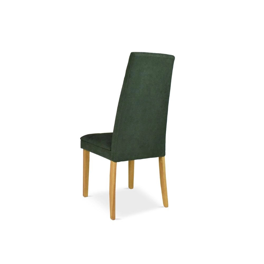 Set 2 Sedie imbottite con struttura in legno rovere e tessuto verde Tim
