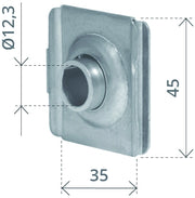CUSCINETTO QUADRO mm. 45 foro rullino Ø mm. 12,3