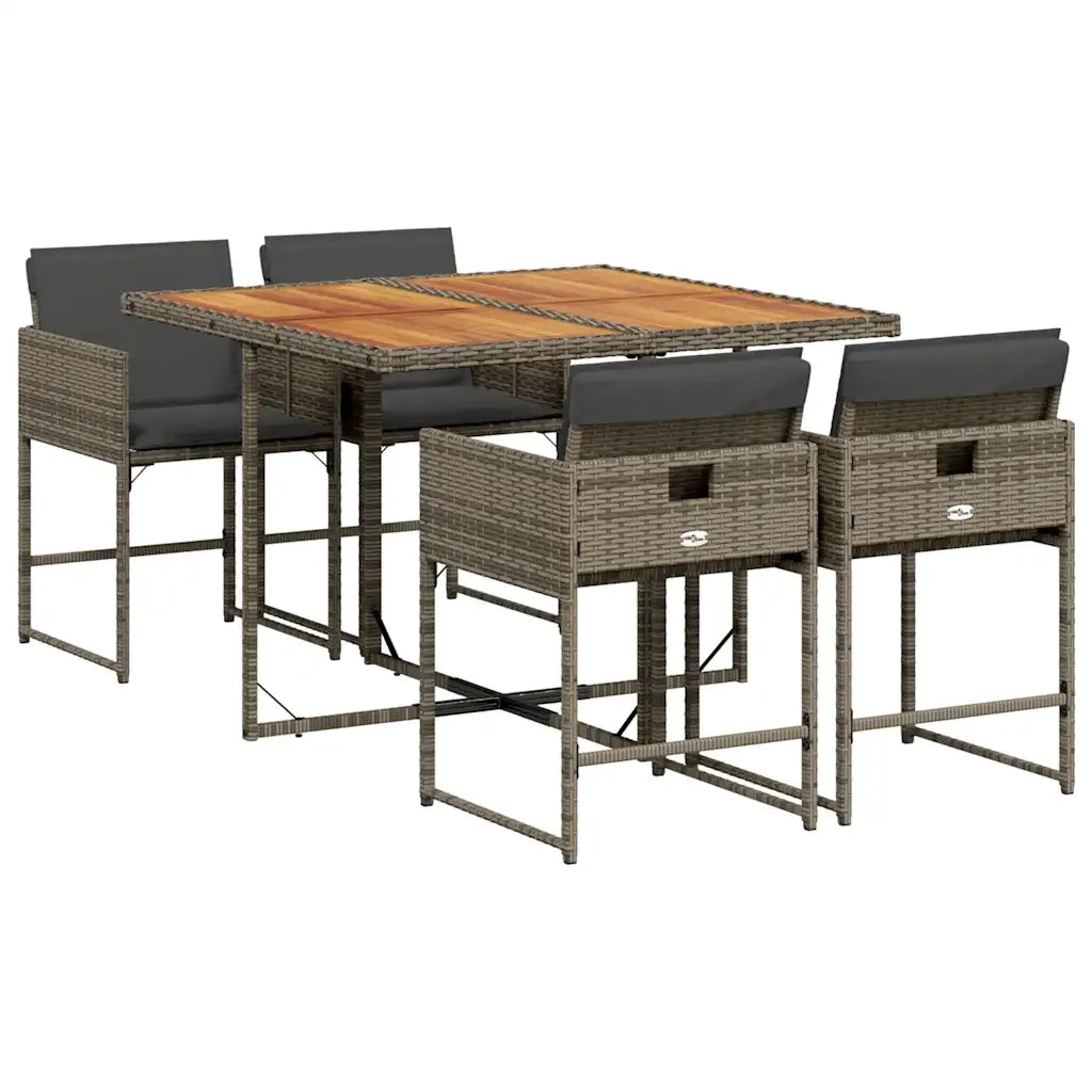Set da Pranzo da Giardino 5 pz con Cuscini in Polyrattan Grigio 3211262