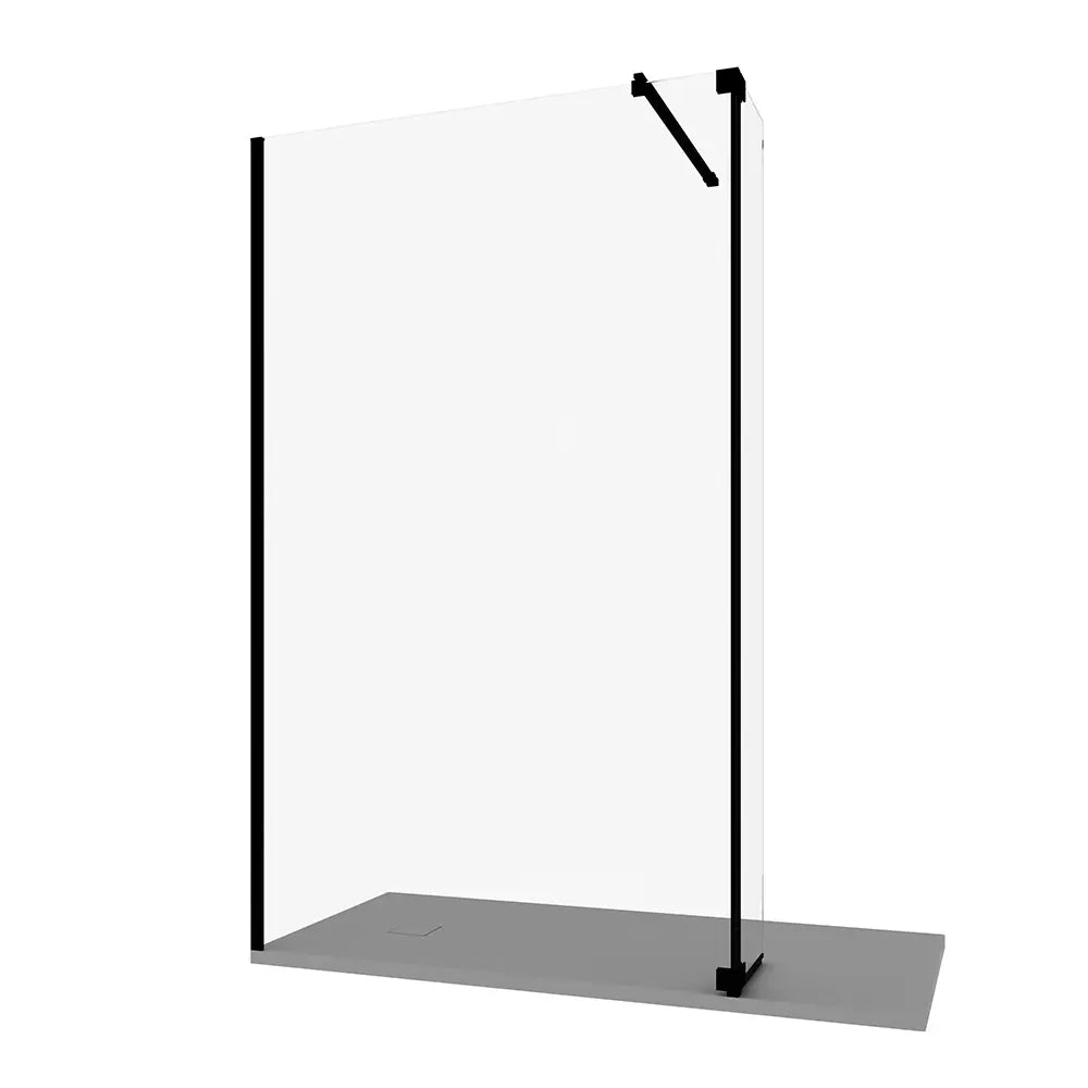 Doccia walk-in 130cm + anta 30cm vetro temperato anticalcare 10mm trasparente profili neri | Naxos