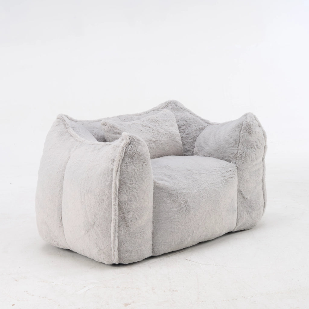 POLTRONA SACCO in faux fur Grigio, design ergonomico, senza assemblaggio