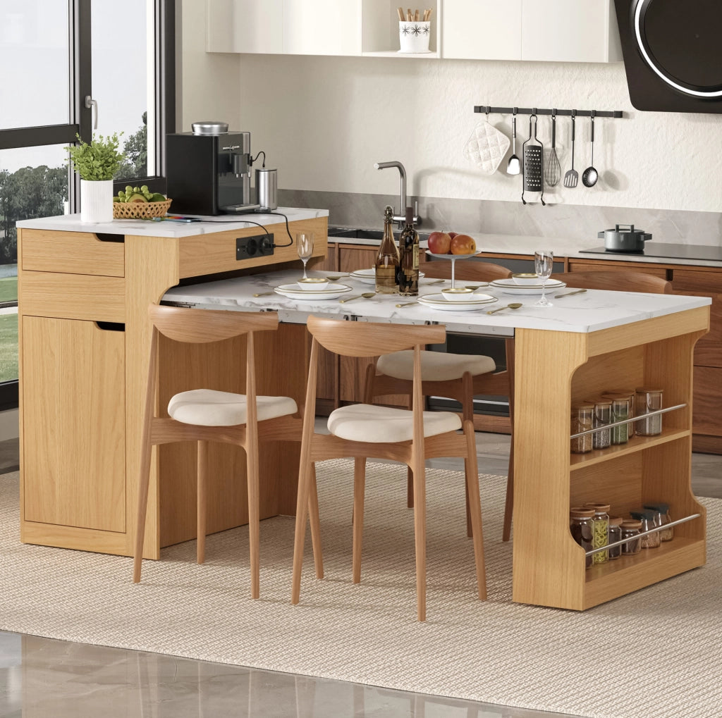 Mobile cucina multifunzione allungabile con prese e cassetti