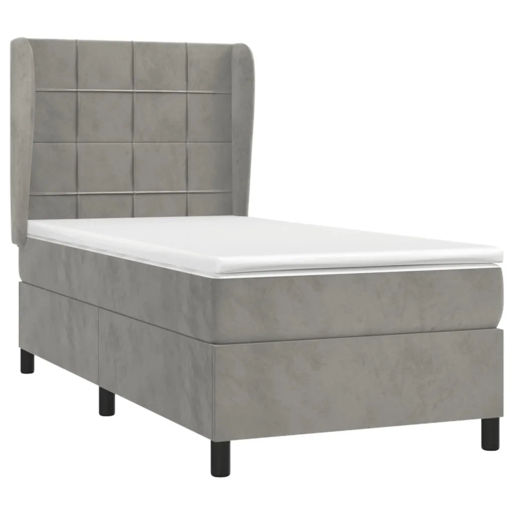 Giroletto a Molle con Materasso Grigio Chiaro 80x200 cm Vellutocod mxl 74289