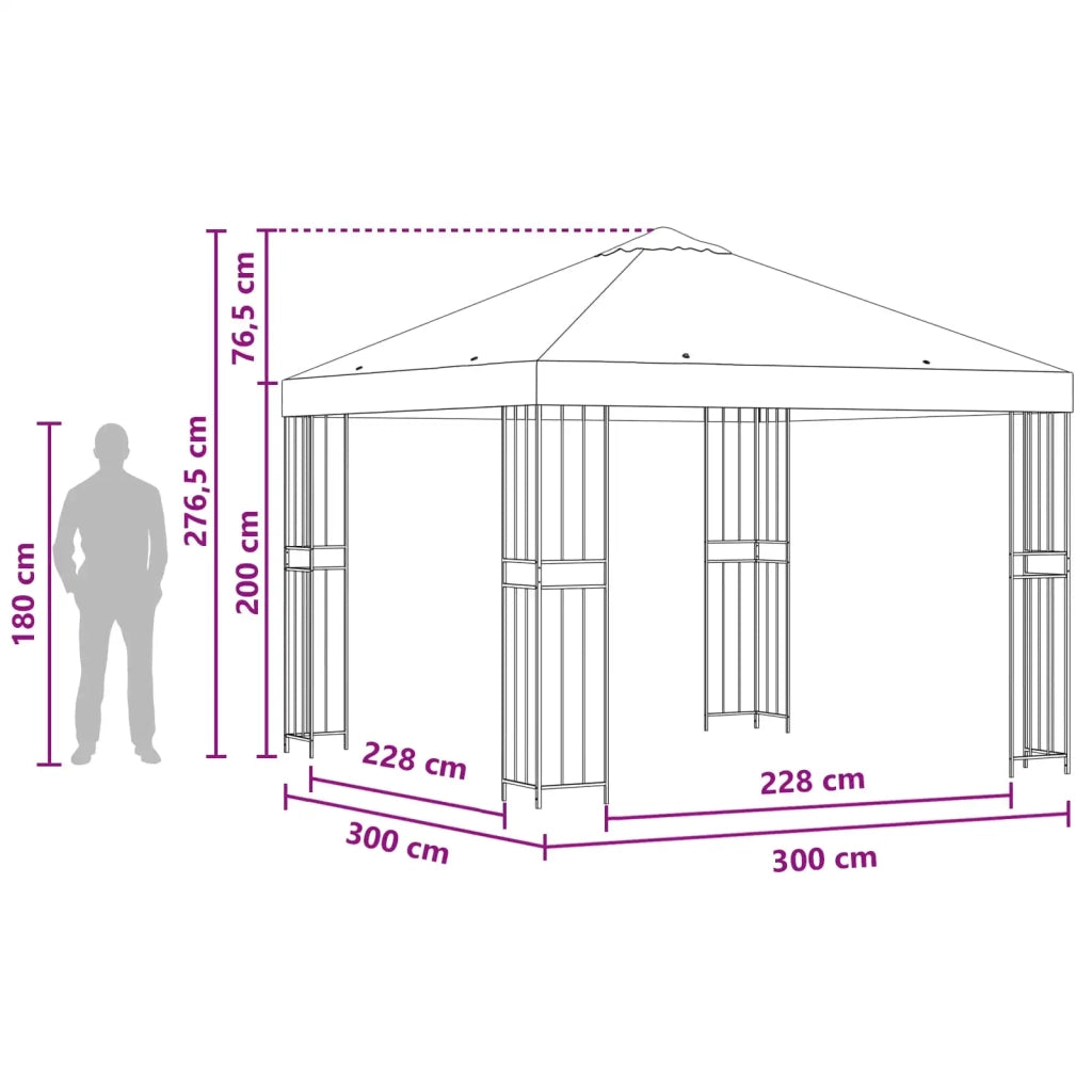 Gazebo 3 x 3 m Antracite Poliestere e Acciaio 190 gsm