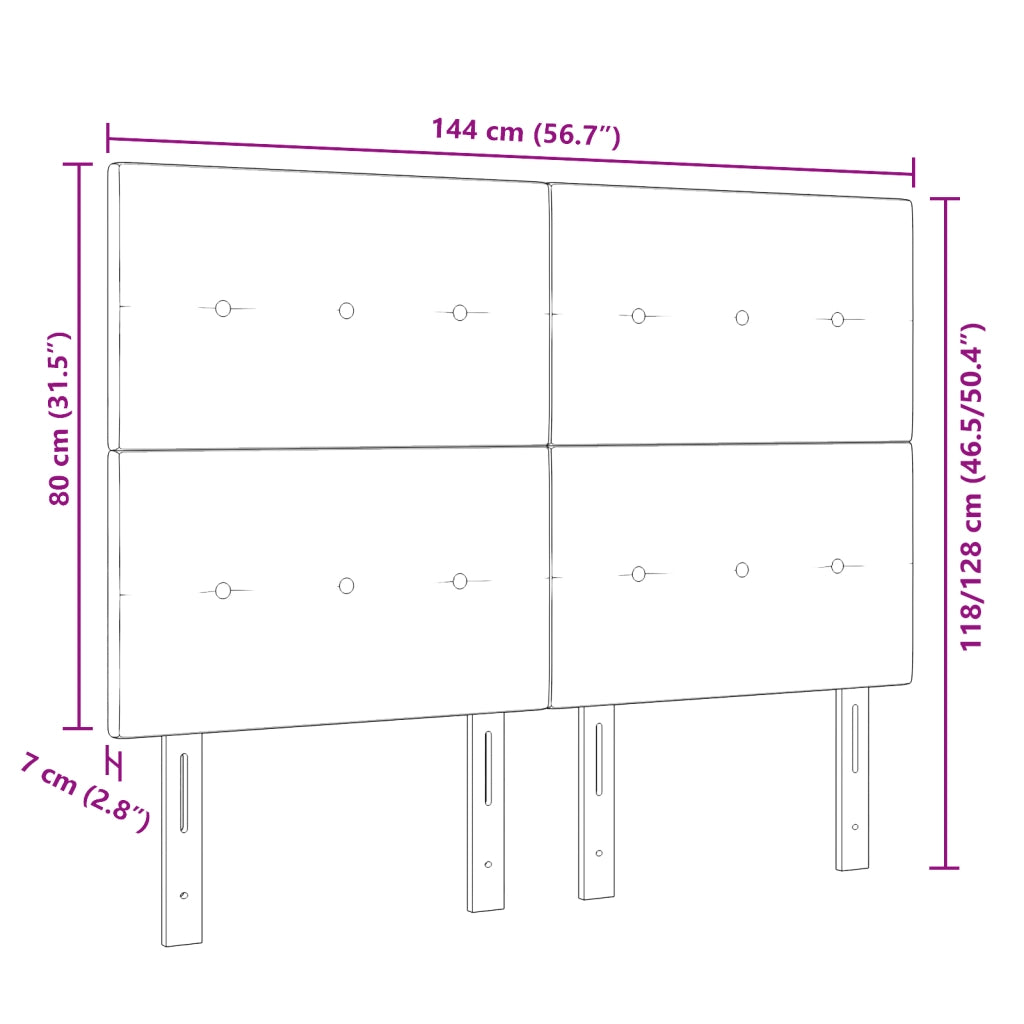 Testata LED  Rosa 72 cm Velluto