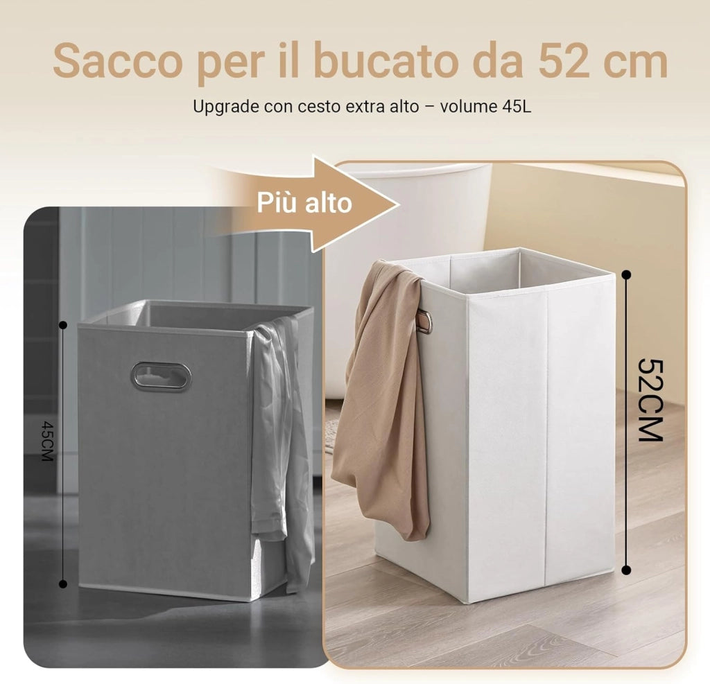 Mobile Bagno Salvaspazio Colonna Bagno Stretta 78x38x90cm con 1 Cesto Grande Integrato e 2 Cesti in Tessuto Estraibili – Armadietto Mobile Lavanderia BZR213-W