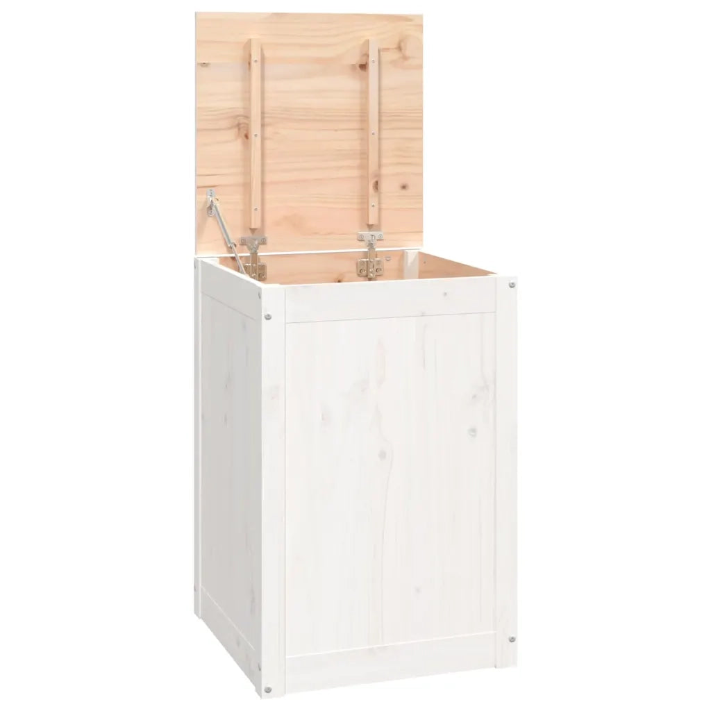 Contenitore per Bucato Bianco 44x44x66 cm Legno Massello Pino 823565
