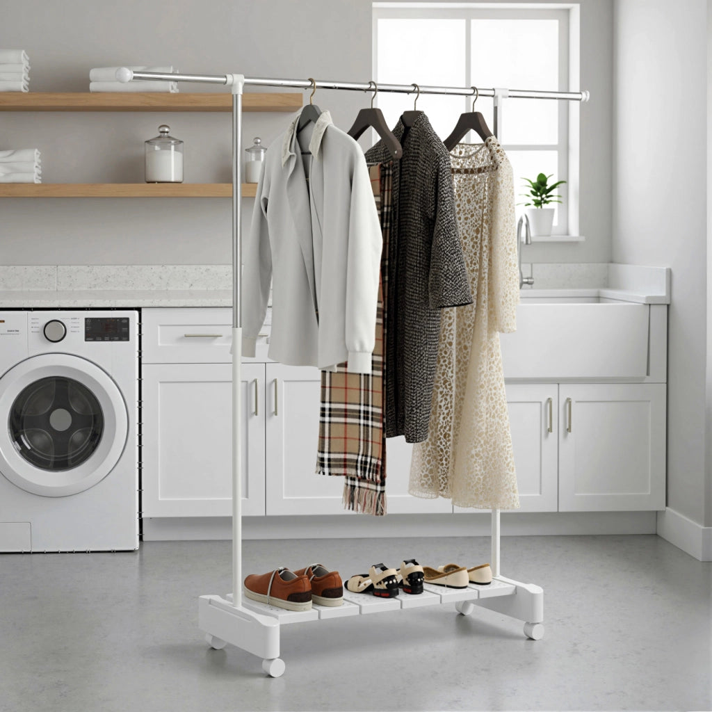 Stendibiancheria Estensibile con Ruote ¨C Minimal ¨C Bianco
