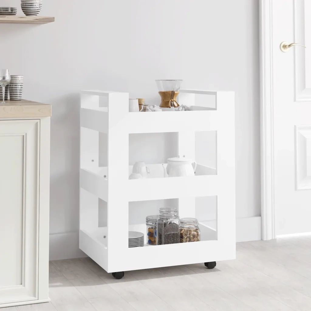 Carrello da Cucina-Scaffale per Cucina Bianco 60x45x80 cm in Legno Multistrato