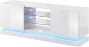 MOBILE TV SOGGIORNO CON LED BLU MODELLO QIU 160X42X57H BIANCO LUCIDO
