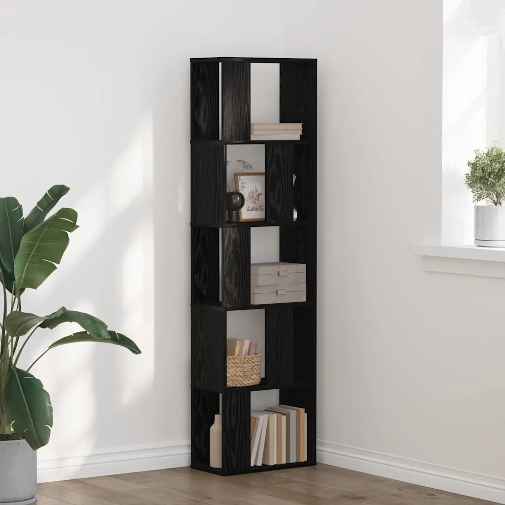 Libreria-Scaffale per Libri-Mobile di Stoccaggio Rovere Nero 45 x 23,5 x 162,5 cm