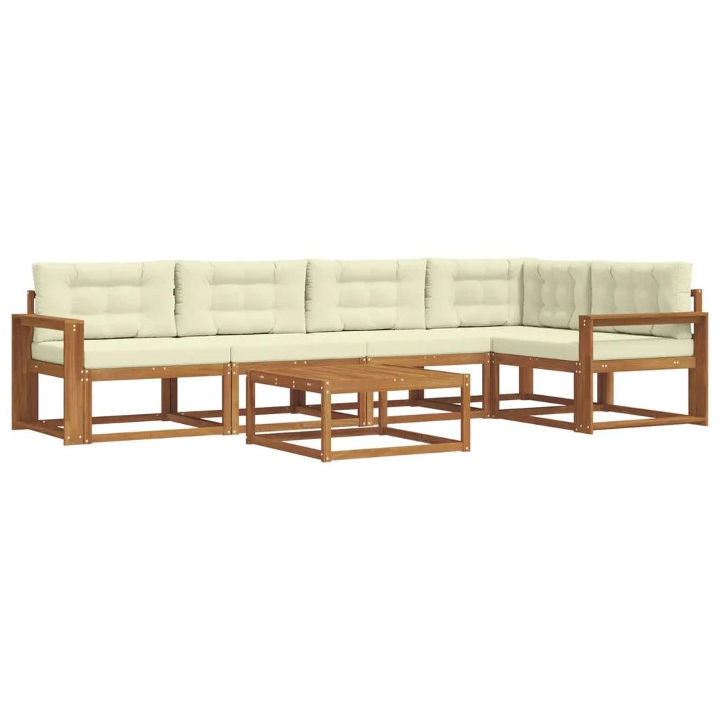 Set di divani da esterno con cuscino 6 pcs Naturale e Crema