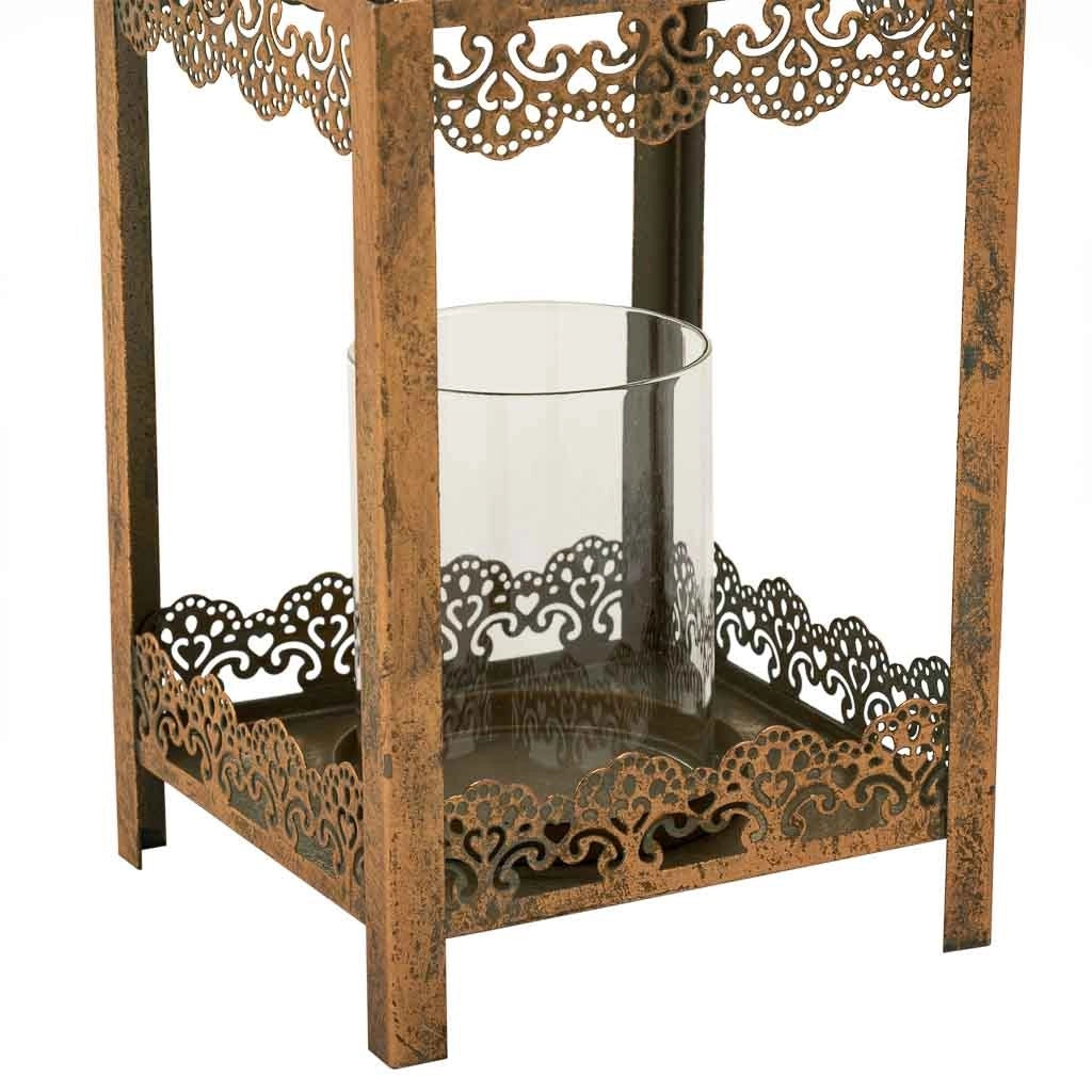 Portacandele in metallo dorato 14x14x36h cm