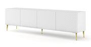 MOBILE RAVENNA C DIAMOND MDF HG PORTA TV 4D 200 BIANCO OPACO GAMBE BIANCO LUCIDO ORO