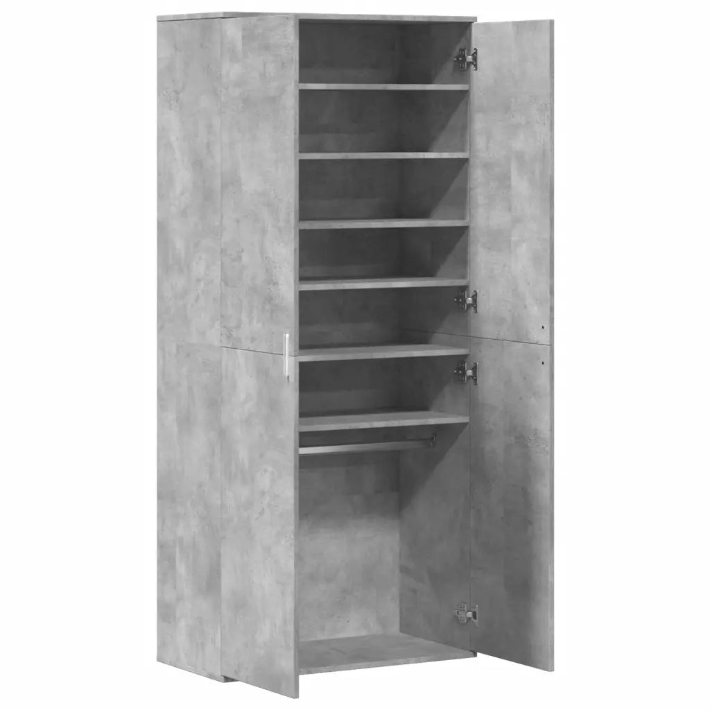vidaXL Scarpiera Grigio Cemento 80x39x178 cm in Legno Multistrato