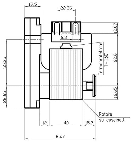 Ricambistufeapellet Motoriduttore per Stufa a Pellet KENTA K9117157 con 5 RPM Albero da 8,5mm Motore per carico Pellet
