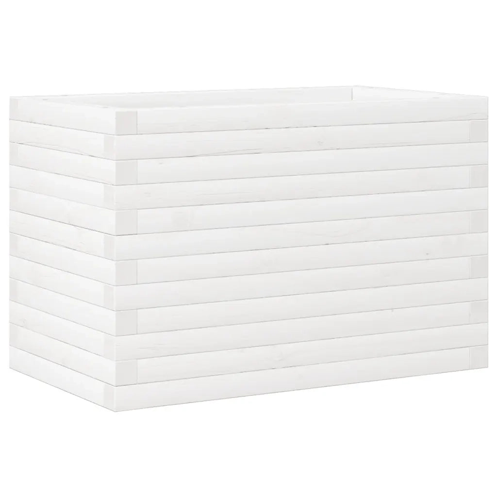 Fioriera da Giardino Bianca 70x40x46 cm Legno Massello di Pino