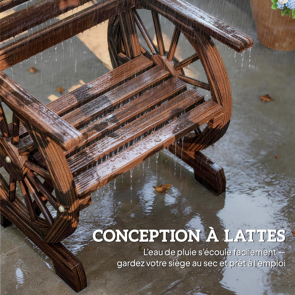 Chaise Longue Giardino Legno ¨C zephmum ¨C Carbonizzato 66x55x90cm
