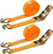 2 Set di cinghie di trazione 6 m con gru, cinghie di trazione lunghe con set di ganci, cinghie di trazione 25 mm, espandibili, cinghie di trazione, cinghie per bagagli, per bagagliai, per biciclette, per motociclette, per sicurezza del carico - nero