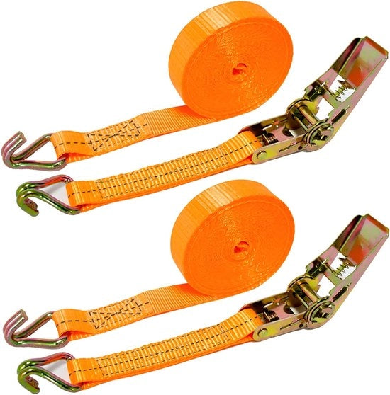 2 Set di cinghie di trazione 6 m con gru, cinghie di trazione lunghe con set di ganci, cinghie di trazione 25 mm, espandibili, cinghie di trazione, cinghie per bagagli, per bagagliai, per biciclette, per motociclette, per sicurezza del carico - nero