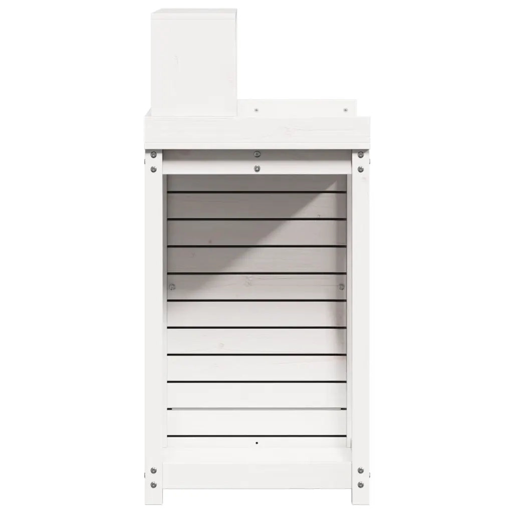 Tavolo Invaso con Ripiani-Tavolo da Lavoro con Ripiani Bianco 82,5x50x109,5 cm Massello Pino 218509