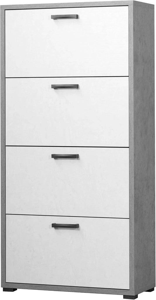 3280OSB Scarpiera Montata 4 Ante a ribalta Doppie Spessore 25mm Scocca finitura Ossido ante finitura bianco cemento 75,3 L x 151,8 H x 33 P