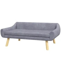 Divano per Cani Design Scandinavo con Cuscino Morbido Rimovibile, Tessuto Effetto Velluto, Piedi in Legno Massello