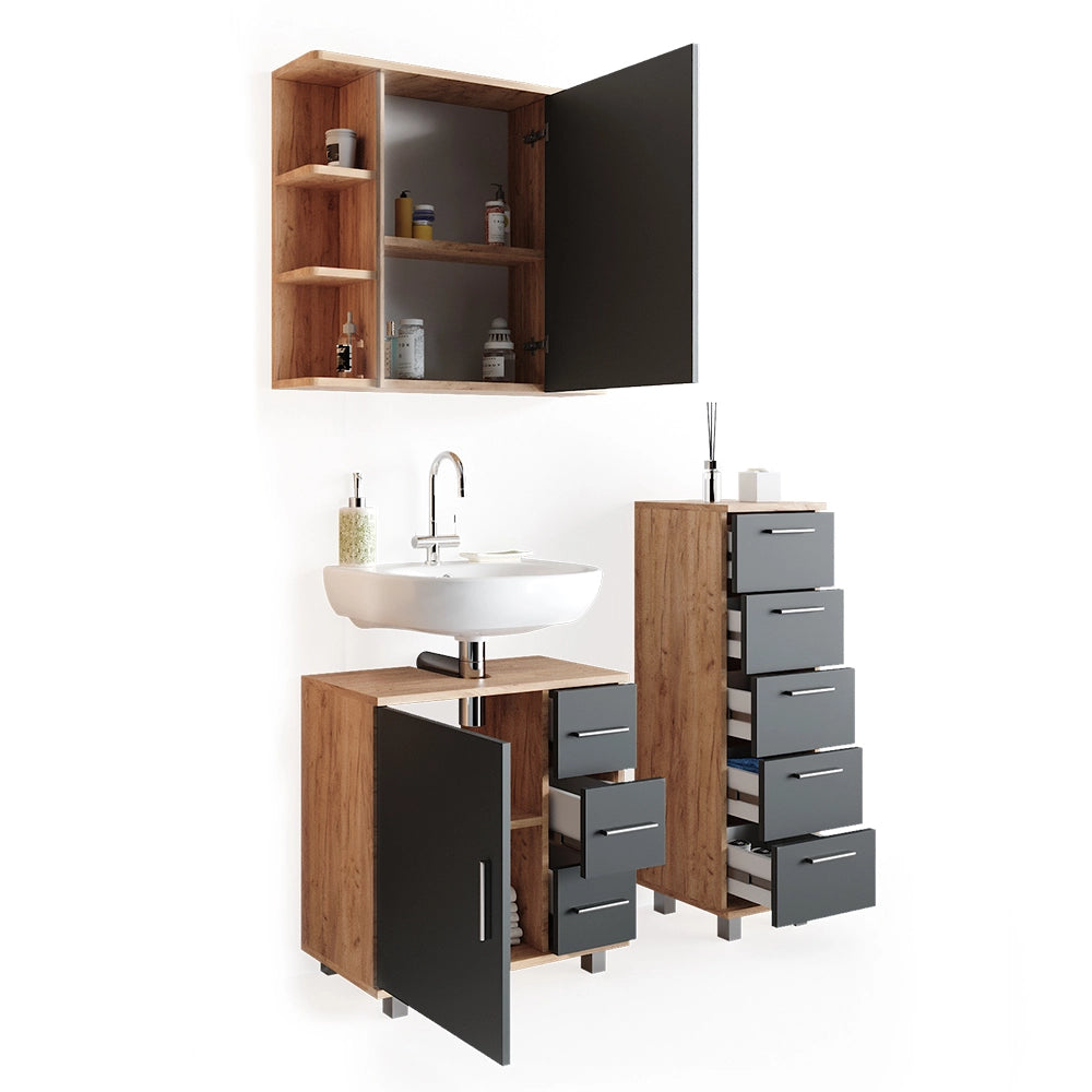Vicco Set mobili bagno Rovere 3 parti