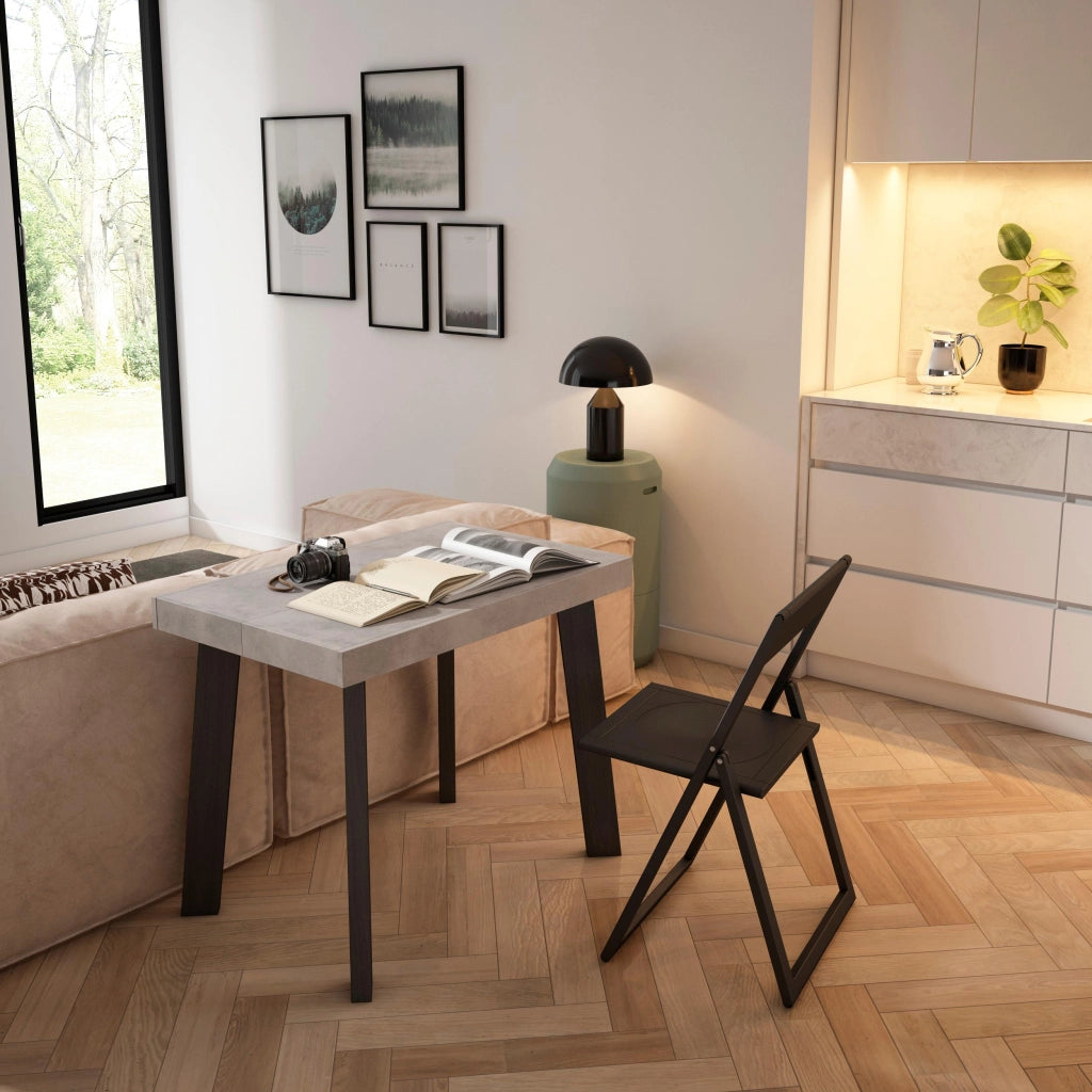 Consolle allungabile, 222x90x73cm, Per 10 persone, Gambe in legno, grigio cemento RF3070