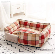 Trade Shop - Letto Per Cani Traspirante Cotone Lavabile Divano Tg.xl 76 X 71 Cm Griglia Rossa -