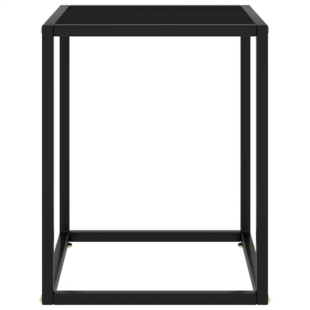 Tavolino da Salotto Nero con Vetro Nero-Tavolino da soggiorno 40x40x50 cm