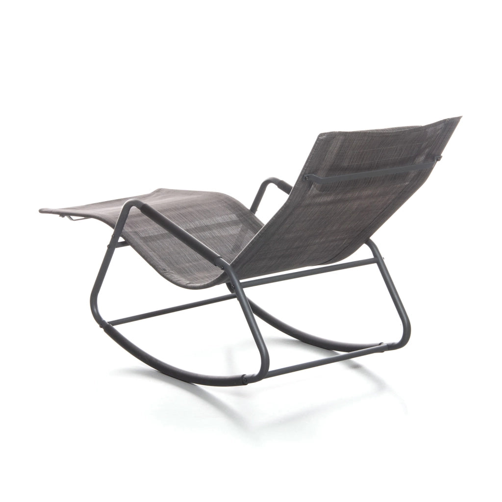 Sedia Sdraio a Dondolo da Giardino Rocking Lounge 143x57x81 cm in Textilene Grigio