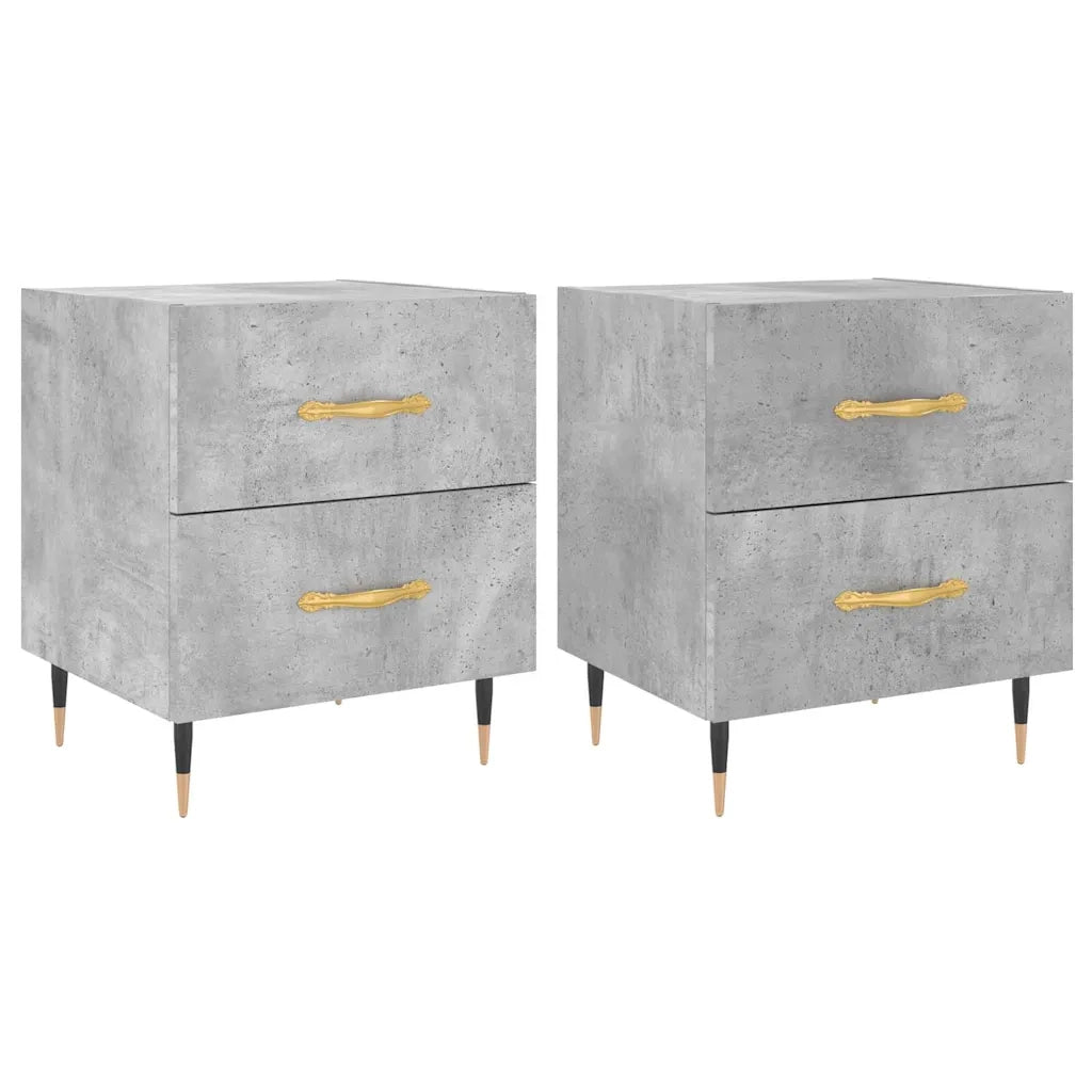 Comodini 2 pz Grigio Cemento 40x35x47,5 cm in Legno Multistratocod mxl 103752
