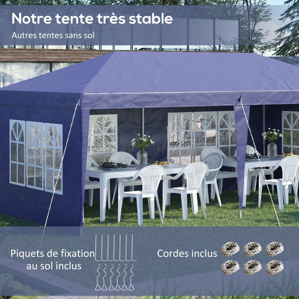 Tendone pieghevole ¨C Zephmum ¨C 300x600 cm 3 lati rimovibili blu