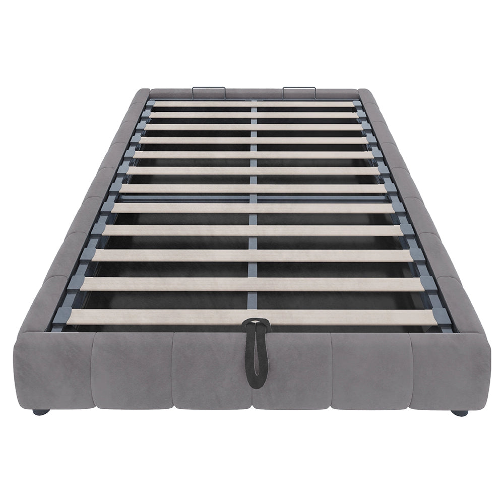 Letto-Xylo-140x200 cm-LED, idraulico, sospeso, grigio