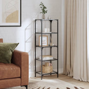 vidaXL Scaffale con Piano in Vetro Trasparente 40x30x123cm in Acciaio