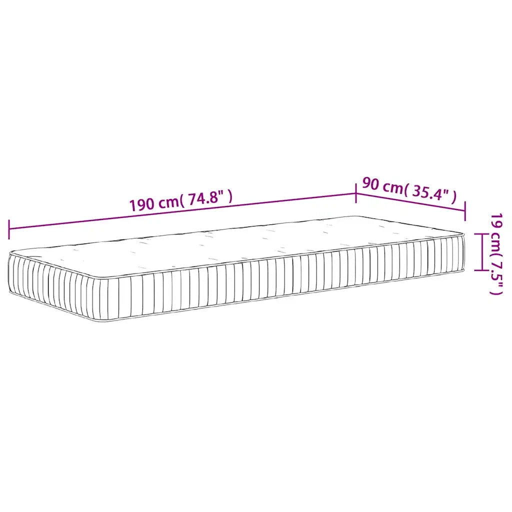 Materasso a Molle Insacchettate Medio 90x190 cm Single Size