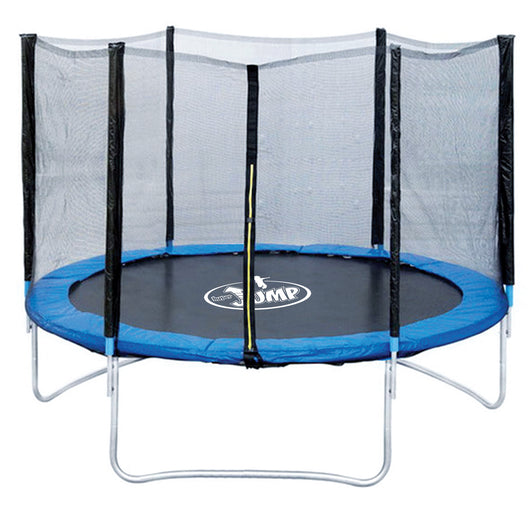 Trampolino Tappeto Elastico Ø244x200 cm in Acciaio con Rete di Protezione Nero e Blu