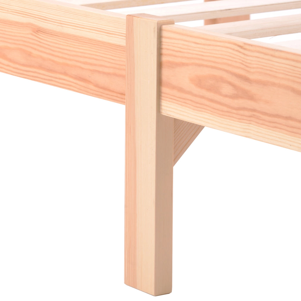 OKWISH Letto Singolo 140×200 cm con Testiera e Rete a Doghe, senza Materasso, in Legno Massello, Naturale