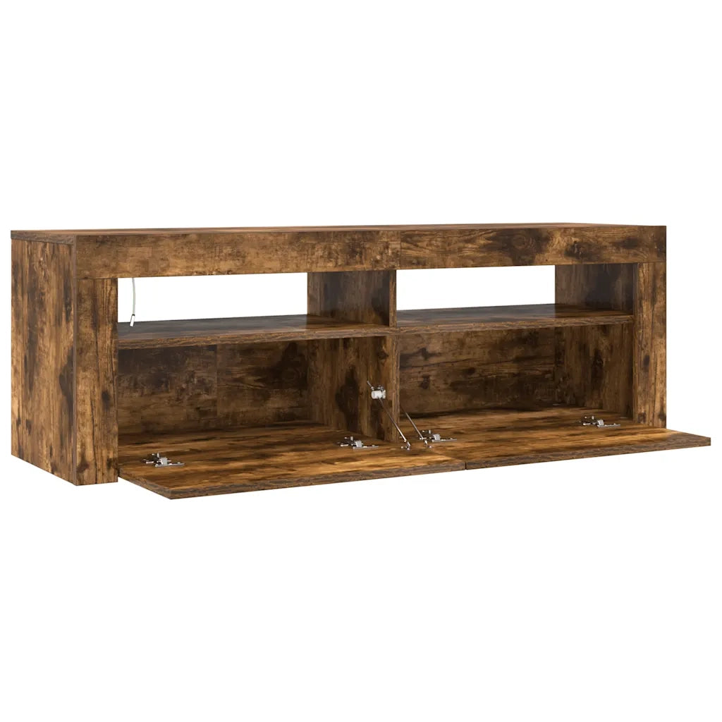 Mobile Porta TV con Luci LED Rovere Fumo 120x35x40 cm 815687